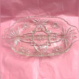 EUC VTG CUT GLASS DIVIDED RELISH DISH
